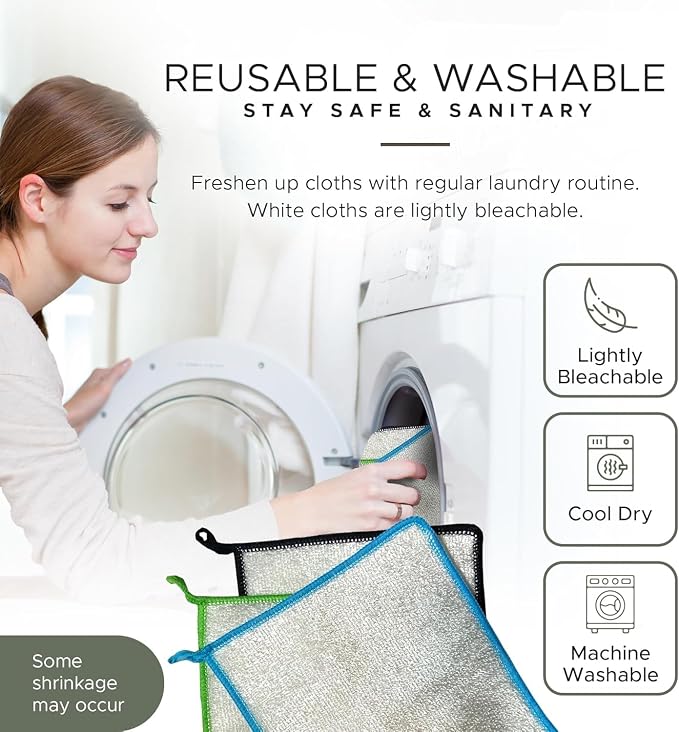 Whiffkitch Dishcloths Dishrags for Kitchen and Household Cleaning 6x7 3-Pack - Image 6