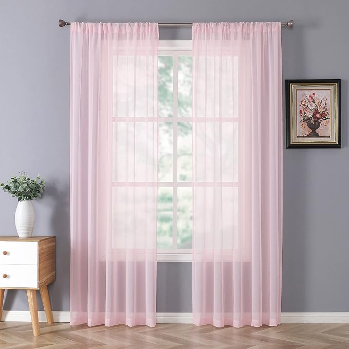 Tollpiz Sheer Curtain Linen Textured Living Room Curtains Sheer Light Filtering by Tollpiz