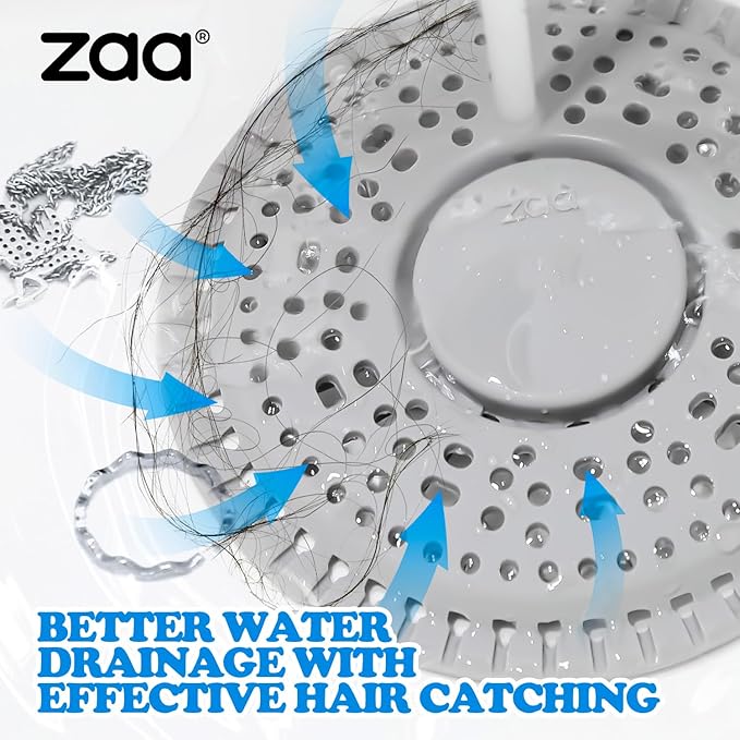 zaa Shower Drain Hair Catcher, 2 Pack Premium Silicone Drain Protector & Shower - Image 3
