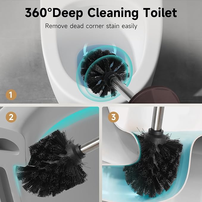 Bronze Toilet Brush and Holder，Extra Long Handled Toilet Brush - Image 2