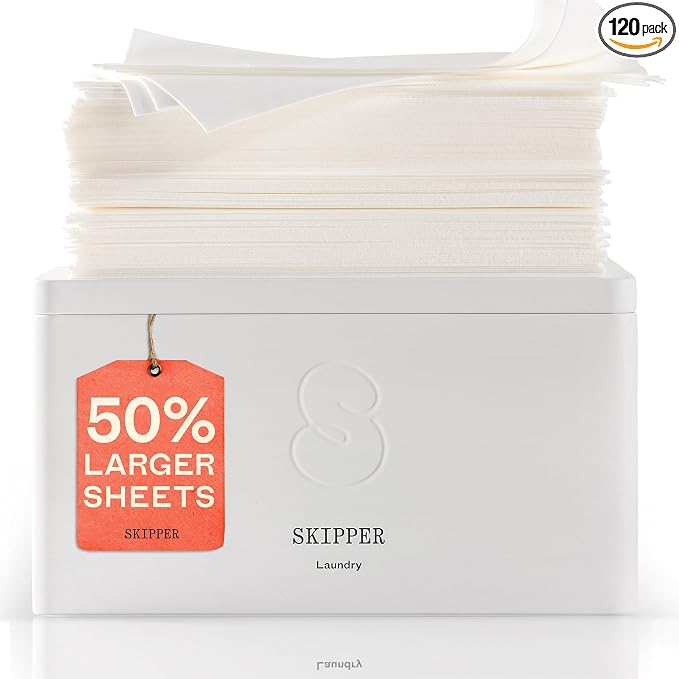 Skipper 50% LARGER Laundry Detergent Sheets Starter Kit + Storage Tin by SkipperbyTirtyl