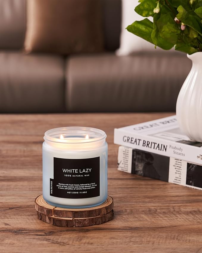 M&SENSE Jasmine & Clean Cotton Spring Scented Candle, 11.6oz Aromatherapy Gifts - Image 5