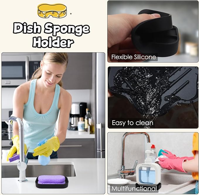 Yasmen Silicone Bathroom Soap Dishes, Sink Sponge Holder - Image 3