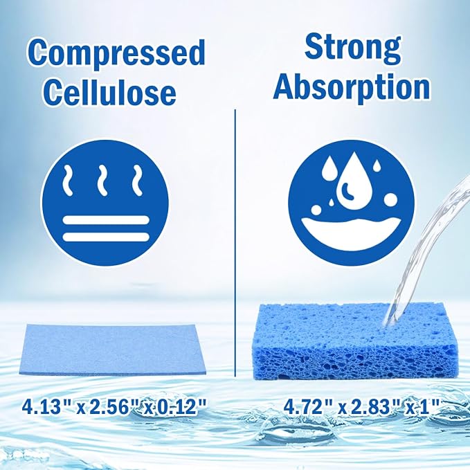 YoleShy 20 Pack Sponges Kitchen Natural Compressed Cellulose Sponges - Image 2