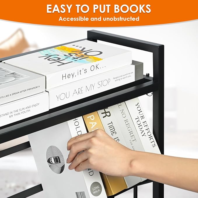 Book Carts 4 Tier 46.5x35.4x9.84 in Rolling Book Cart Large Capacity Bookshelf - Image 4