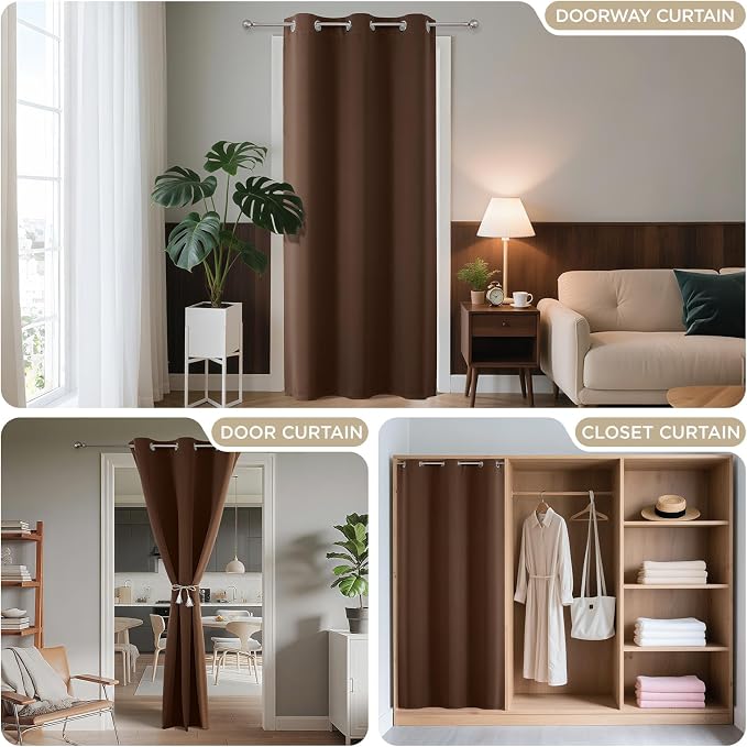 Joydeco Blackout Door Curtain for Doorway Privacy 78 Inches Long, Grommet - Image 4