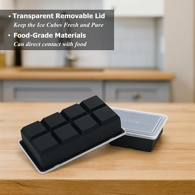 Bangp Large Ice Cube Tray for Whiskey, 2 Pack Stackable Big Ice Cube Molds Make - Image 3