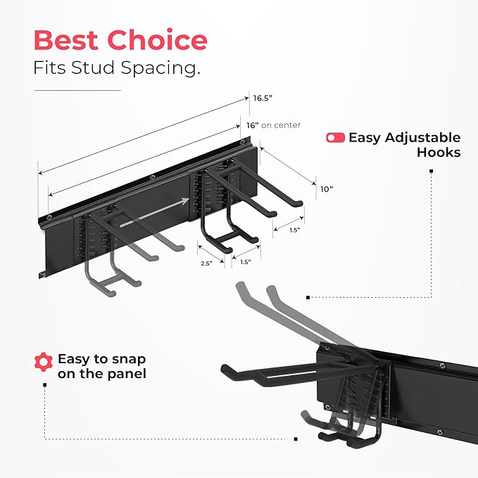 Garage Wall Organizer | 32" Heavy-Duty Tool Storage Rack | Adjustable - Image 3