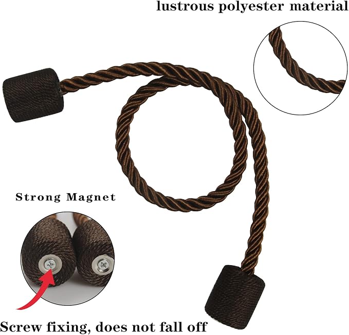 6 Pack Coffee Strong Magnetic Curtain Tiebacks Outdoor Elegant Decorative Tie - Image 3