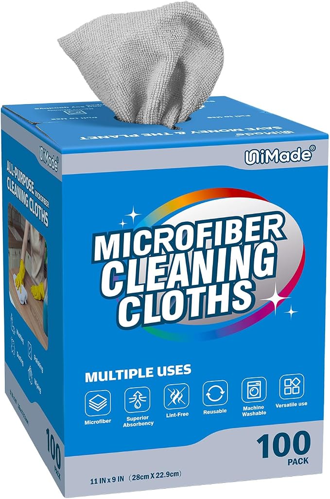 Microfiber Cleaning Cloth, 100 Sheets Microfiber Towels by Unimade