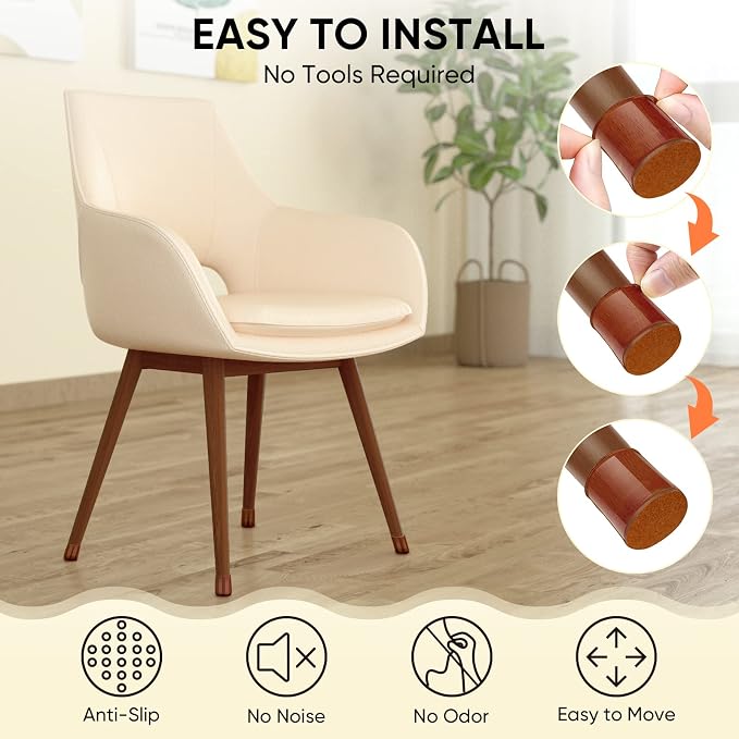 BALEINE 24 Pack Silicone Chair Leg Floor Protectors, Stool Leg Protectors Cap - Image 6