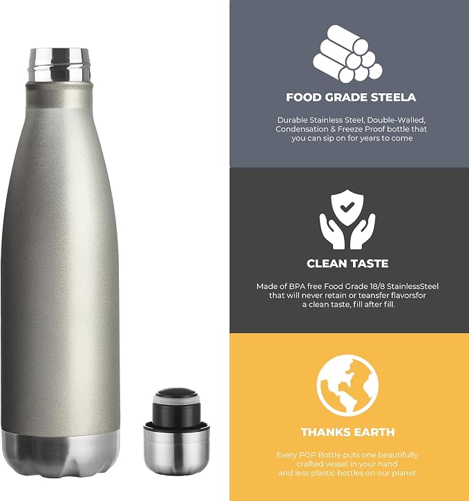 MEWAY 17oz Sport Water Bottle 4 Pack Vacuum Insulated Stainless Steel - Image 3