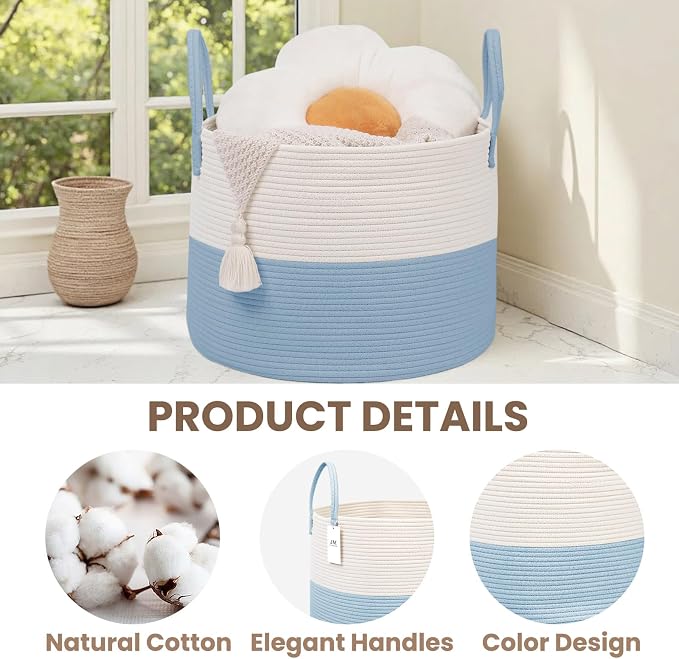 Woven Blanket Basket, 115L Large Rope Storage Bin - Image 3