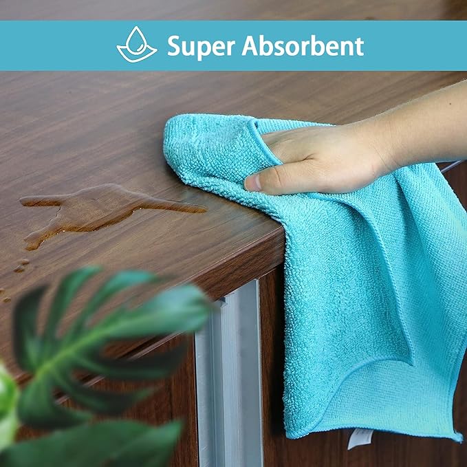 HOMEXCEL Microfiber Cleaning Cloth, 8 Pack Cleaning Rags, Cleaning Towels - Image 4