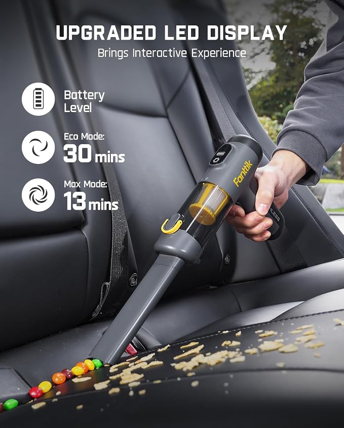 Fanttik Slim V9 Mix Car Vacuum, 4 in 1 Handheld Air Duster, 12000PA Suction - Image 4