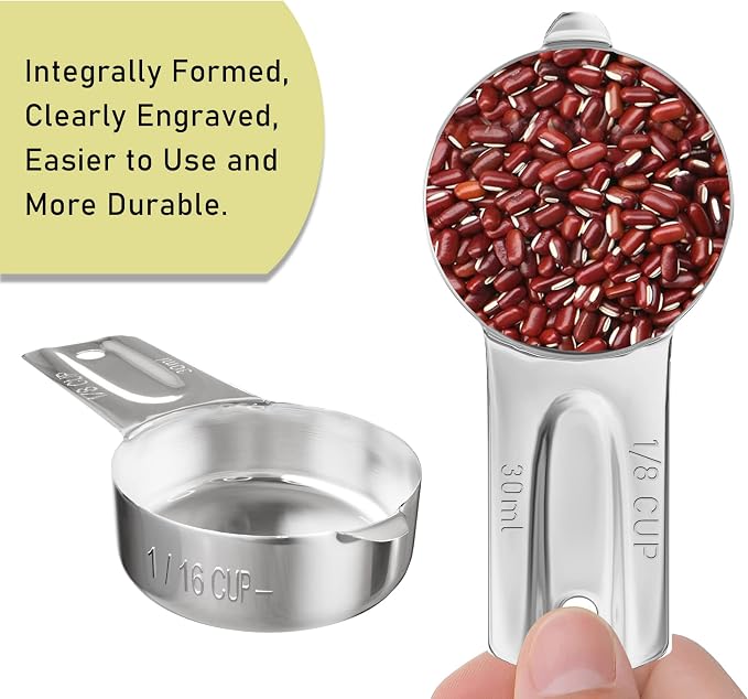 2PCS 1/8Cup Single Measuring Cup, Stainless Steel Measure Scoop, Metric and US - Image 3