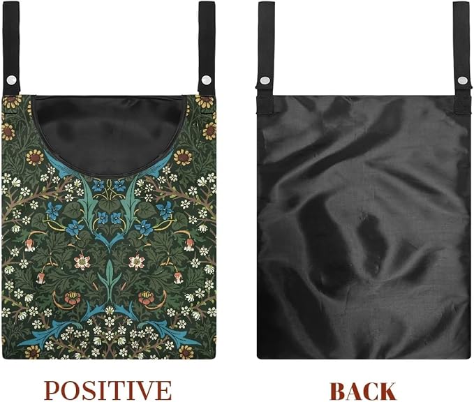 Vintage Scabious Leaf Print Reinforced Clothespin Holder Bag 14.5x12in - Image 7