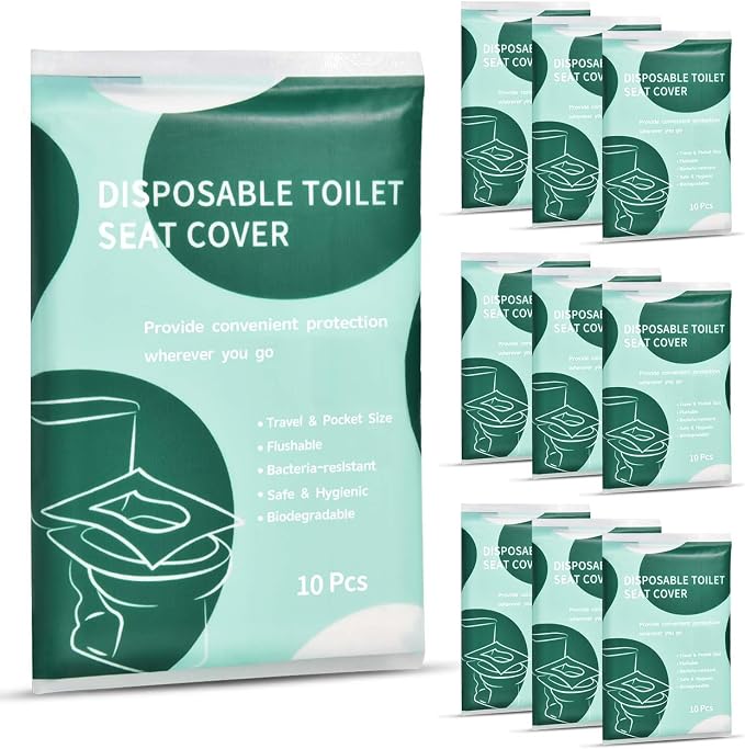 90 Pcs Disposable Flushable Paper Toilet Seat Covers Travel Supplies Essentials by KISEER