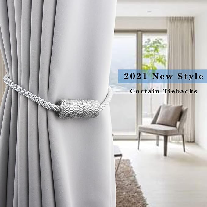6 Pack Grey Strong Magnetic Curtain Tiebacks Outdoor Elegant Decorative Tie - Image 6