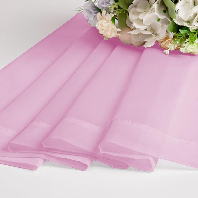 Chyhomenyc Pink Sheer Curtains 72 Inch Length 2 Panels, Light Filtering Soft - Image 7