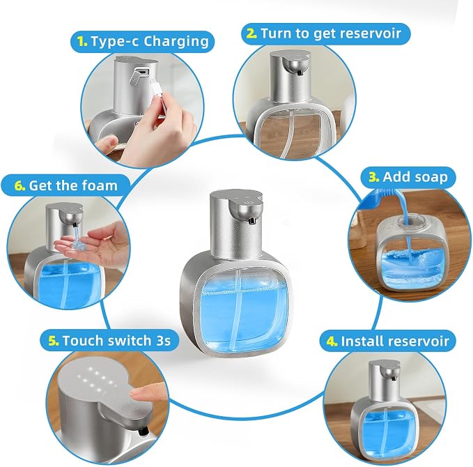 Automatic Liquid Soap Dispenser, 17oz/500ml Touchless Rechargeable - Image 8