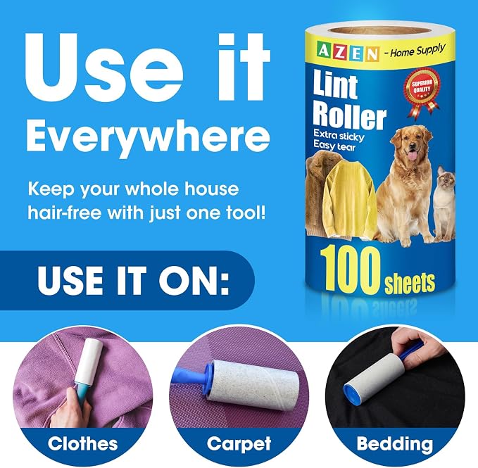 AZEN Lint Roller, Lint Rollers for Pet Hair Extra Sticky, 1200 Sheets Lint - Image 6