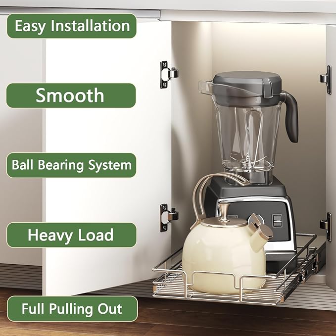 Pull Out Cabinet Organizer 13½" W x 18" D, Heavy Duty Cabinet Pull Out Shelves - Image 2