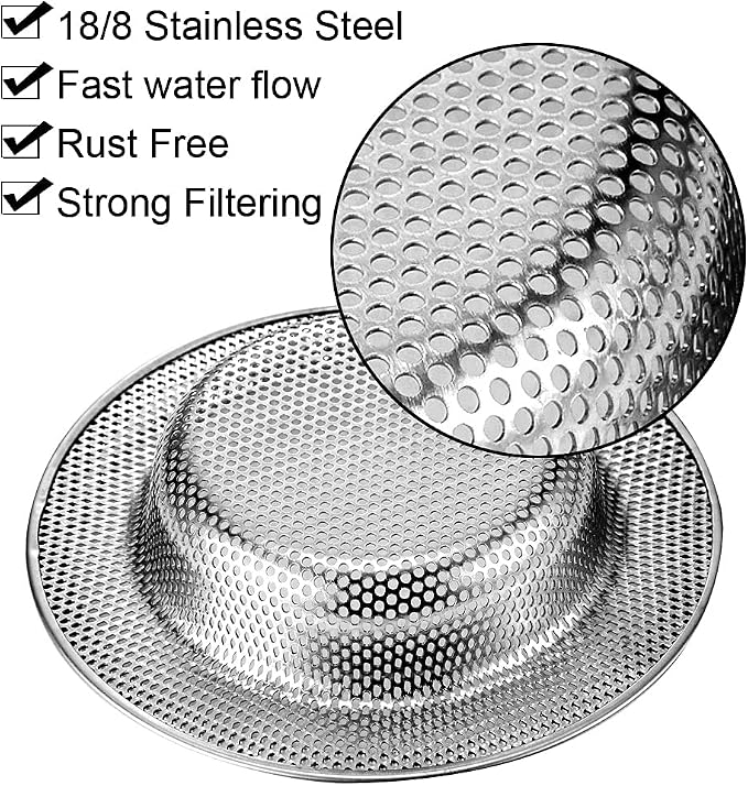 Kitchen Sink Strainer, 4.5" Diameter, Stainless Steel, Rust Free and Dishwasher - Image 4