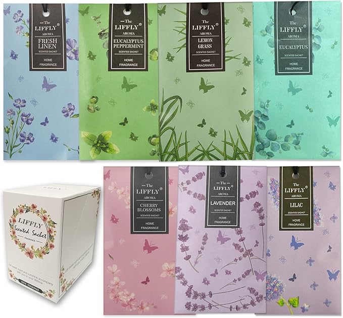 14 Packs Scented Sachets Bags for Drawers and Closets Long-Lasting Home by LIFFLY