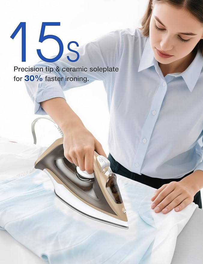 Large Irons Steamer for Clothes, 1500W Iron Non-Stick Ceramic Soleplate - Image 2
