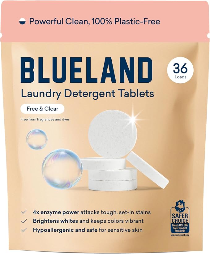 BLUELAND Laundry Detergent Tablets, Plastic-Free Eco-Friendly Pods, Liquid by BLUELAND