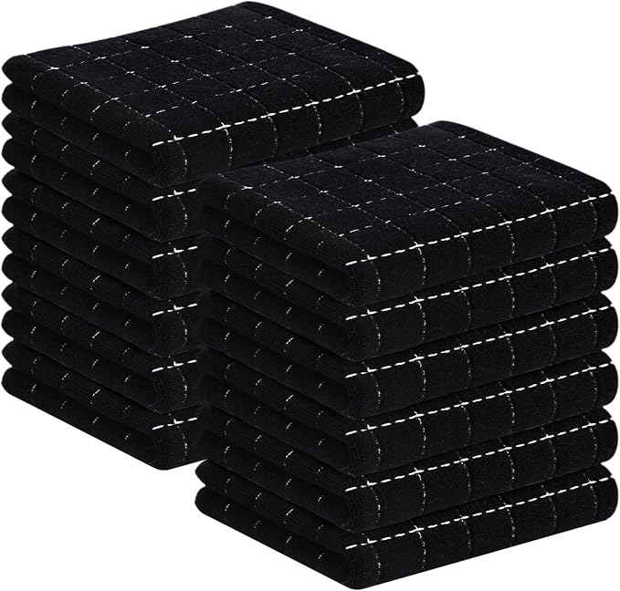 Homaxy 100% Cotton Terry Kitchen Towels, Checkered Designed, Soft and Super by Homaxy