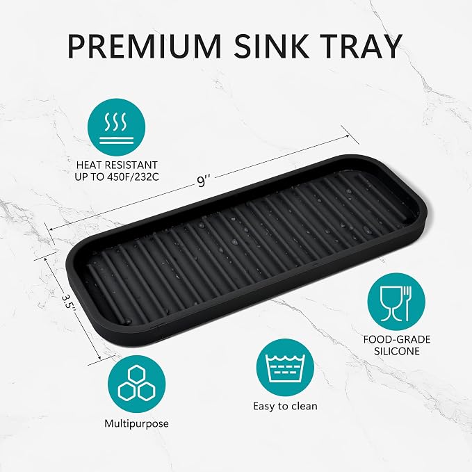 Silicone Sponge Holder Kitchen Sink Organizer Tray Dish Caddy Soap Dispenser - Image 5