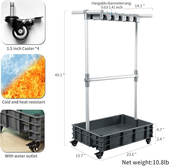 Broom mop Holder Cleaning Supplies Organizer Janitor carts on Wheels - Image 7