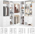 Corner Closet System with 5 Drawers, Closet Organizer System with 15+Shelvess & by Besiost