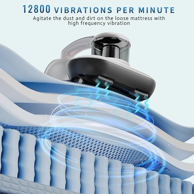 Mattress Vacuum Cleaner, Handheld UV Bed Vacuum Cleaner 16KPa & 12800 - Image 3