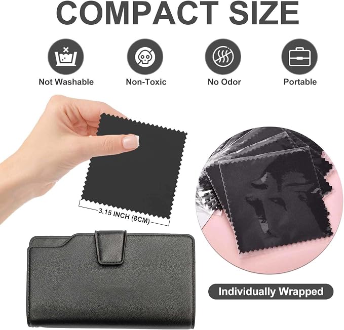 SEVENWELL 100pcs Jewelry Cleaning Cloth Black Polishing Cloth - Image 2