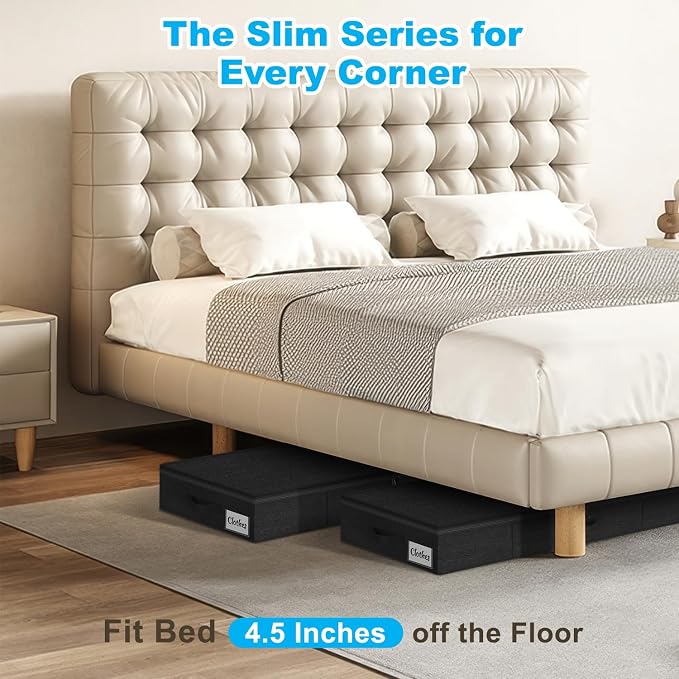 Under Bed Storage Container Bins 2 Pack, 4.5 Inch Slim Low Profile Underbed - Image 2