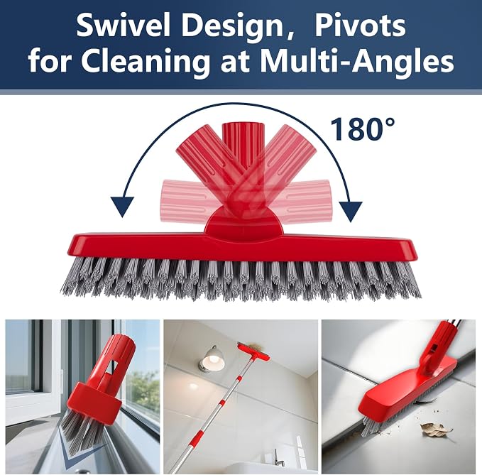 ITTAHO 2 Pack Grout Brush with Long Handle, Swivel Cleaning Grout Line Scrubber - Image 4