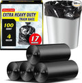 100 Count 17 Micron Extra Heavy Duty 4 Gallon Trash Bags, Sturdy & by Wowflash