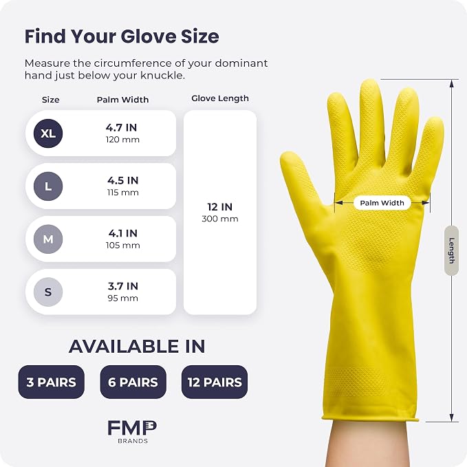 FMP Brands 3/6/12/60 Pairs Cleaning Gloves, Waterproof Rubber Gloves - Image 7