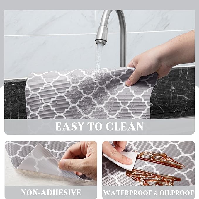 Glotoch Shelf Liner for Kitchen Cabinets Non Adhesive, Waterproof Shelf Paper - Image 6