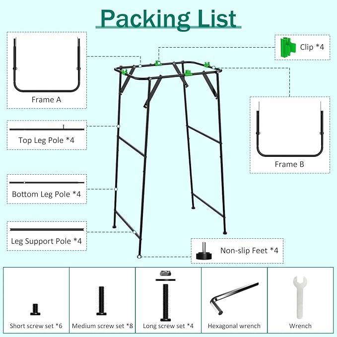 Foldable Trash Bag Holder Stand, Garden Garbage Bag Holder Frame Holds 30-55 - Image 6