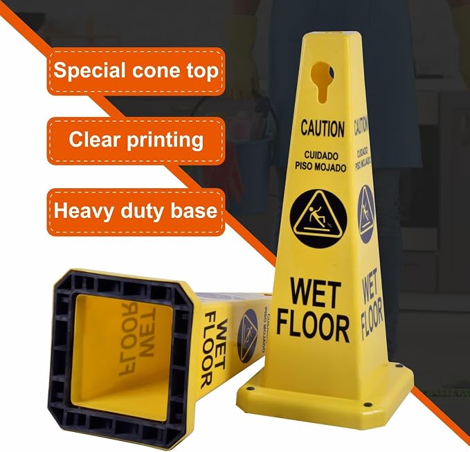 4-Pack 26.5" Caution Cones, 4-Sided Visible Safety Signs - Image 6