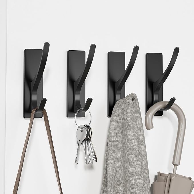 Self Adhesive Coat Hooks for Hanging, Heavy Duty Stainless Double Wall Hook for - Image 6