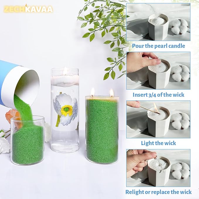 Mint Scented Dark Green Pearled Candle 18oz Luxury Sand Candle Granulated Wax - Image 5