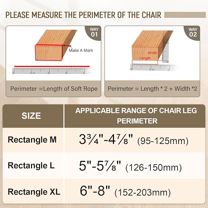 BUMACO Chair Leg Floor Protectors Rectangle Chair Leg Protectors - Image 2