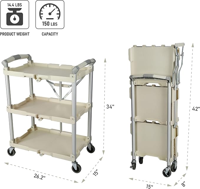 Olympia Tools 89-351 Pack-N-Roll Folding Collapsible Service Cart, 150LB - Image 3