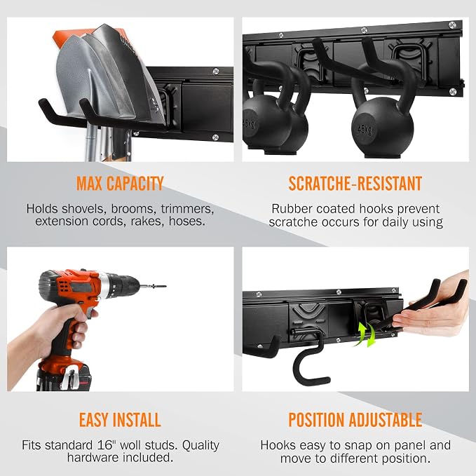 Garden Tool Rack Set, Garage Wall Organization Hanger - Image 5