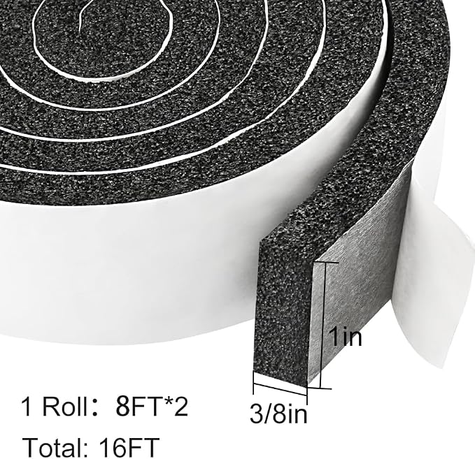 2 Rolls 1 Inch W 3/8 Inch T Weather Stripping Air Conditioner Open Cell Foam - Image 4